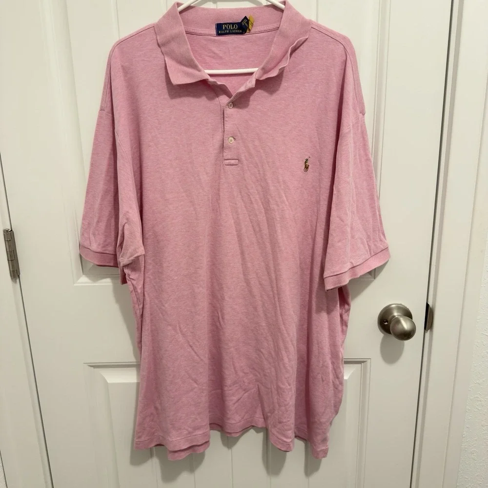 Polo Ralph Lauren Men's Pink Polo Shirt Size 2XLT